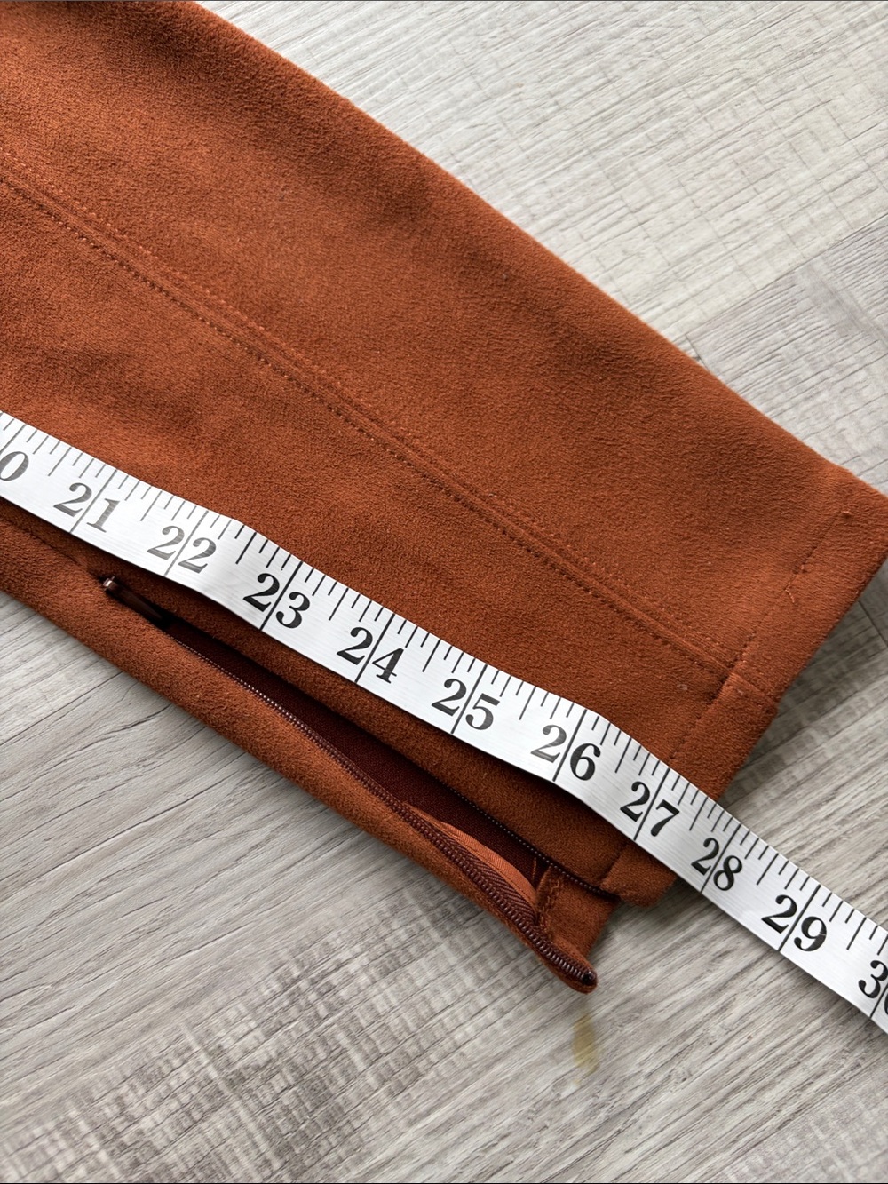 Anthropologie Rust Faux Suede Ponte Pants/Leggings with Ankle Zippers, Size 28. - Picture 16 of 16
